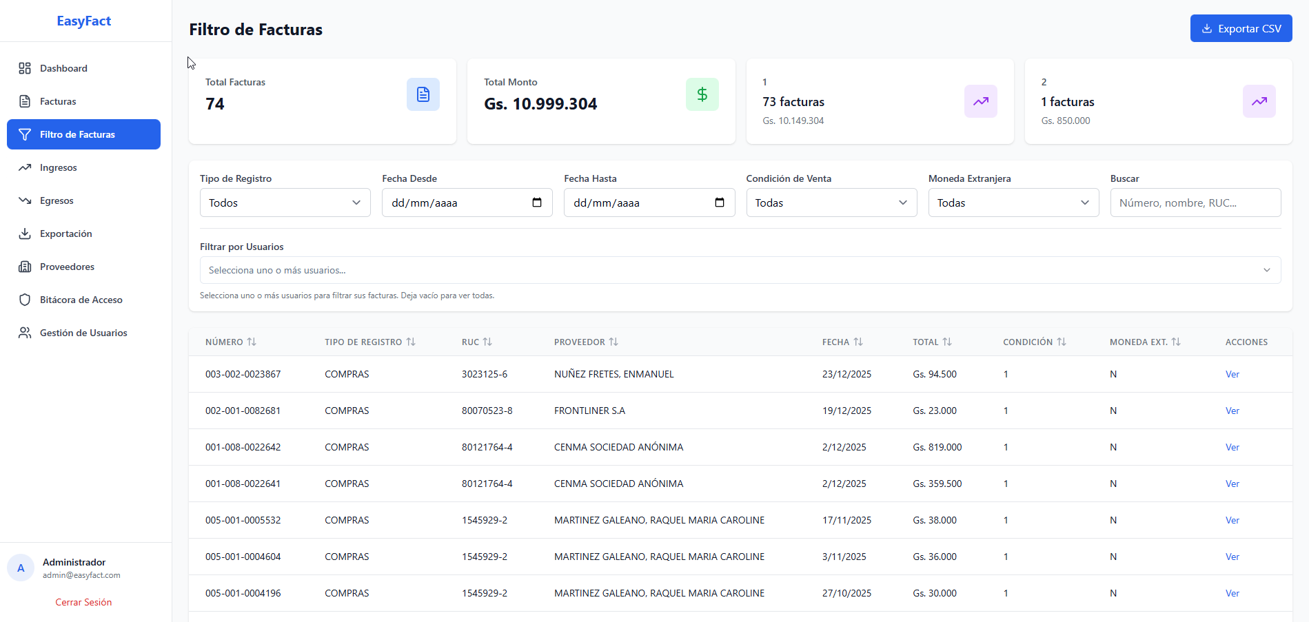 Sistema de Facturación - Vista 1
